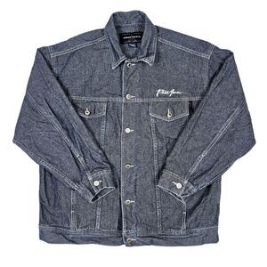 Vintage Phat Farm New York Jacket Mens Large Blue Denim Jean Hip Hop Trucker Y2K